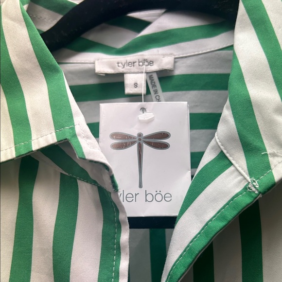Tyler Boe Green and White Striped Blouse NWT Size Small - Picture 3 of 11